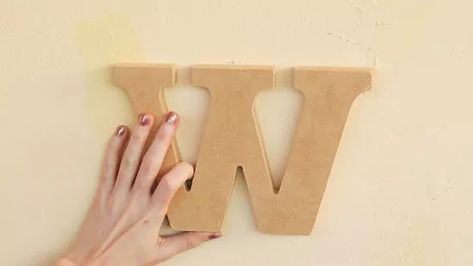 3 Ways to Hang Wooden Letters on a Wall - wikiHow Wood Letters On Wall, Large Letters On Wall, Name Letters On Wall, Home Letters On Wall, Wooden Letter Decoration Ideas, Letters On Wall, Diy Wall Letters, Letter Decoration Ideas, Wood Letters Decorated