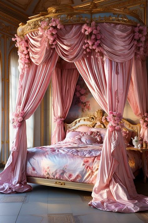 Amazing Beds, Pink Bed Canopy, Interior Board, Vintage Bedroom Ideas, Princess Palace, Setting Inspiration, Canopy Beds, Bedroom Ideas Inspiration, Cozy Fall Bedroom