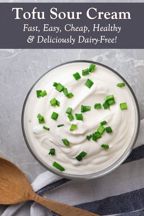 Tofu Sour Cream, Sour Cream Alternative, Sour Cream Recipe, Cashew Sour Cream, Vegan Cheese Recipes, Sour Cream Recipes, Vegan Sour Cream, Vegan Sauces, Vegan Condiments