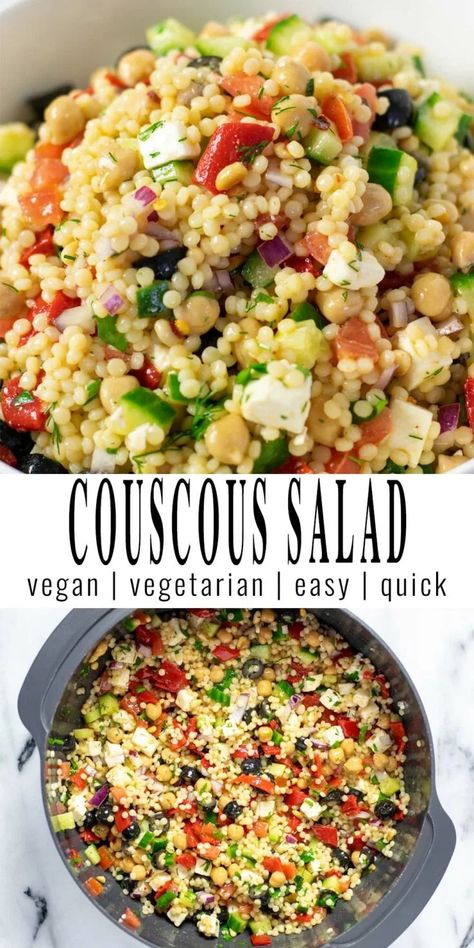 Couscous Salad - Contentedness Cooking Mediterranean Cuscus Salad, Vegetarian Couscous Salad, Coucous Salad Mediterranean, Pearl Couscous Salad Recipes Cold, Large Couscous Recipes, Couscous Salad Recipes Easy, Easy Couscous Salad, Recipes With Pearl Couscous, Pearl Couscous Salad Recipes