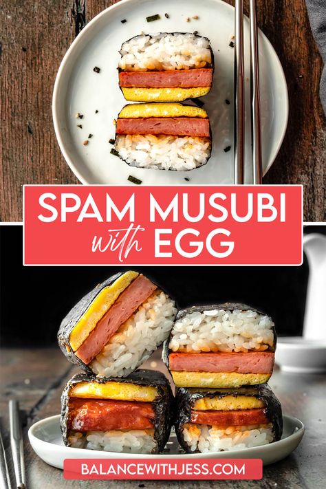 Breakfast Spam Musubi, Spam Meal Prep, Spam And Egg Musubi, Breakfast Ideas With Spam, Sushi With Spam, Spam Musubi With Egg, Spam Sushi Hawaiian, Asian School Lunch Ideas, Musubi Recipe Ideas