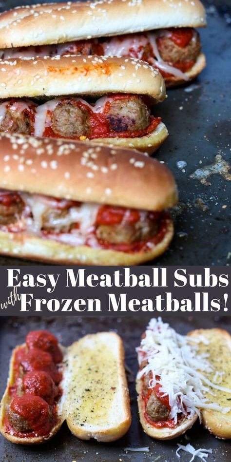 Easy Meatball Subs, Easy Meatball, Fast Easy Dinner, Vegan Enchiladas, Fast Dinner Recipes, Dinner Sandwiches, Meatball Subs, Meatballs Easy, Frozen Meatballs