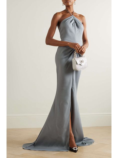 MATICEVSKI Smokescreen gathered stretch-crepe halterneck gown Maticevski Dress, Mob Dresses, Matthew Williamson, Stretch Crepe, Statement Necklaces, Women Wedding Guest Dresses, Net A Porter, Homecoming Dresses, Graduation Dress