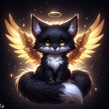 a small magic black fox cub with golden wings and - Image Creator from Microsoft Designer Black Fox Art, Fantasy Foxes, Fox With Wings, Female Character Names, Golden Wings, Black Fox, Fox Art, Character Names, Create Image