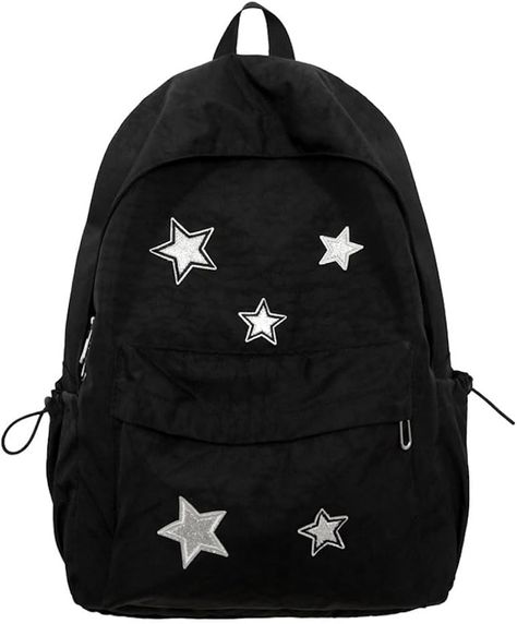 Amazon.com: MININAI Cute Y2K Aesthetic Backpack Stars Pattern Preppy Backpack Laptop Backpack Back to College Supplies (Black,One Size) : Electronics Mochila Grunge, Preppy Backpack, Aesthetic Backpack, Kawaii Backpack, Trendy Backpacks, Backpack Laptop, Backpack Pattern, Cute Accessories, College Backpack