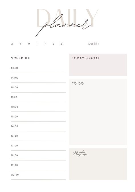 Weekly Planering Printable Free, Work Notes Template, Aesthetic Planner Ideas Template, Daily Study Planner Ideas, Good Notes Planner Template Free, Good Notes Daily Planner, Good Notes Templates Free Planner, Free Daily Planner Template, Aesthetic Daily Planner Template