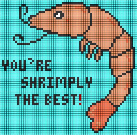 Alpha pattern #83200 | BraceletBook Shrimp Pixel Art, Alpha Patterns Funny, Funny Alpha Pattern, Fish Alpha Pattern, Surfaces Band, Tapestry Charts, Melt Beads, Tapestry Ideas, Crochet Graphs