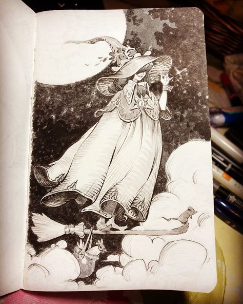 ArtStation - Inktober #2: “Tranquil Midnight Ride with Two Unsavory Gentlemen”, John Polidora Arte Indie, 흑백 그림, Arte Sketchbook, Sketch Inspiration, Witch Art, Sketchbook Inspiration, Ink Illustrations, 영감을 주는 캐릭터, Art Graphique