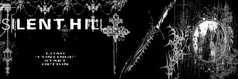 Cybergoth Anime Banner, Gothic Twitter Banner, Gothic Banner Aesthetic, Grunge Long Widget, Emo Youtube Banner 1024 X 576, Black And White Y2k Banner, Edgy Banners Discord, Goth Aesthetic Header, Silent Hill Discord Banner