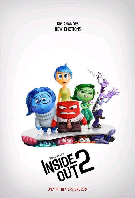 INSIDE OUT 2 (2024) Inside Out New Emotions, Inside Out 2 Poster 2024, Inside Out 2 Poster, Inside Out 2 Movie, Pixar Sketches, Inside Out Poster, 2024 Movies, Poster Animation, 2024 List