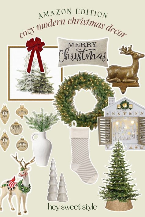 I've been loving the neutral color palettes around the holidays. A pop of red but mostly creamy tones and gold with natrual elements! Love all of these cozy modern Christmas decor ideas on Amazon. Modern Christmas Decor Ideas, Modern Holiday Decor, Neutral Christmas Decor, Modern Christmas Decor, Pop Of Red, Christmas Decorations For The Home, Christmas Trends, Christmas Decor Ideas, Modern Holiday