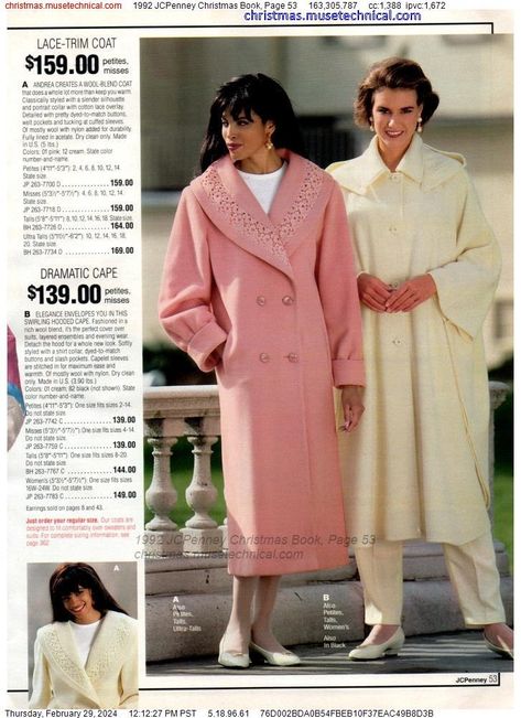 1992 JCPenney Christmas Book, Page 53 - Catalogs & Wishbooks Jcpenney Catalog, Jcpenney Christmas Catalog, Christmas Catalogs, Christmas Book, Fashion Catalogue, Wool Blend Coat, Christmas Books, Make Color, Book Page