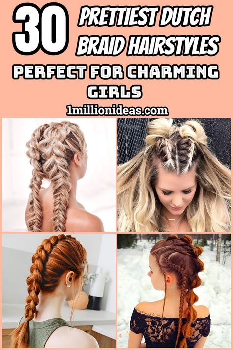 30 Prettiest Dutch Braid Hairstyles Perfect For Charming Girls 3 Dutch Braids, Braid Hairstyles For Thick Hair, 4h Hairstyles, Protective Hair Styles For White Women, Diy Braid Hairstyles, Braids For White Women Hairstyles, Girls French Braid Hairstyles, Irish Braids Hairstyles, Swedish Braids Hairstyles