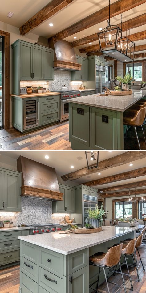 50+ Sage Green Kitchen Ideas for a Modern and Inviting Home – CreativeBooster Black Kitchen Walls, Sage Green Kitchens, Sage Green Kitchen Ideas, Best Kitchen Wall Colors, Green Kitchen Ideas, Wall Paint Inspiration, Kitchen Renos, Green Kitchen Designs, Redesign Ideas