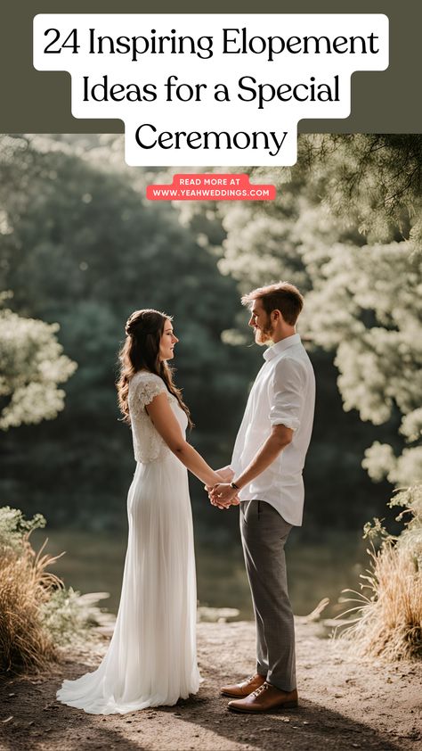 A couple holding hands in a beautiful outdoor setting, surrounded by nature, capturing the essence of an intimate and special elopement ceremony. Small Elopement Ceremony Ideas, Elopement Ceremony Ideas Altars, Elopement Ceremony Timeline, Garden Elopement Ideas, Private Elopement Ideas, Elopement Ideas Photography, Small Casual Wedding Ideas, Nature Elopement Ideas, Wedding For Two Private