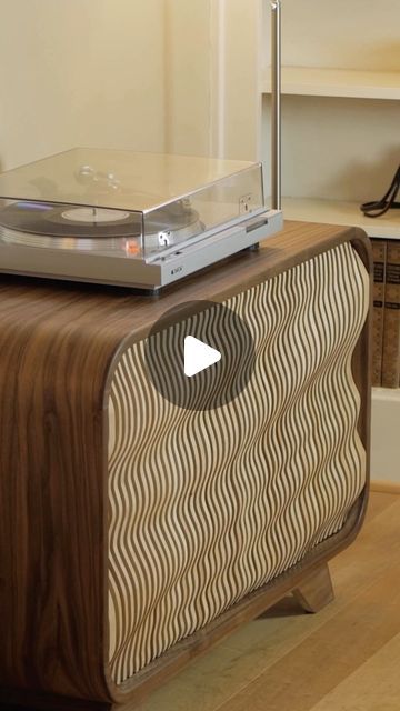 Miles on Instagram: "Record player cabinet video up now on YouTube! This was probably my most exhausting build to date because I had to build it completely outside and the weather wasn’t in my favor.  Link in my bio to the full video.  Thanks for checking it out!   #design #furnituredesign #industrialdesign #productdesign #uoproductdesign #woodworking #woodworkersofinstagram #woodisgood #furniture #midcenturymodern #designersofinstagram #designwanted #designmilk #makewithmiles #recordplayer #turntable" Turntable Furniture Design, Turntable Furniture, Record Player Cabinet, Wood Worker, Record Player, Design Milk, Turntable, Midcentury Modern, Industrial Design