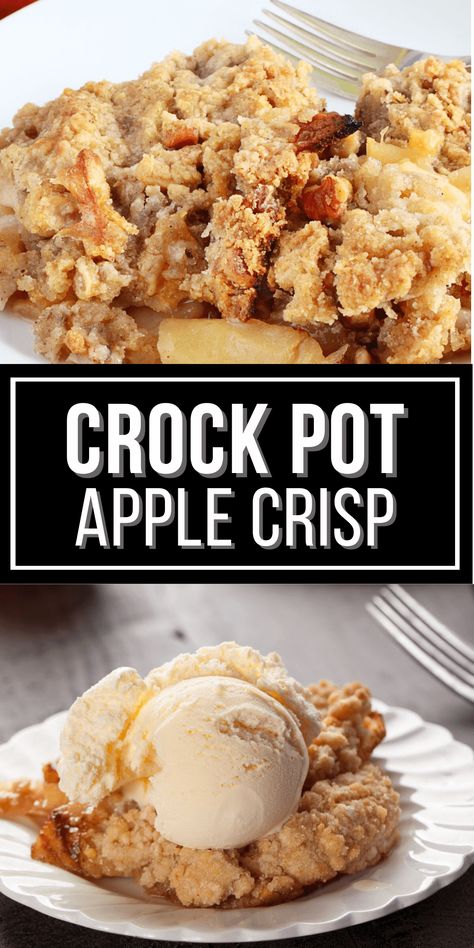 Crock Pot Apple Crisp is the perfect fall dessert. When the apples are abundant and you want a simple recipe that fills the house with the aroma of delectable baking apples and cinnamon. Crock Pot Apple Crisp Recipe, Apple Crockpot Recipes, Crock Pot Apple Crisp, Fresh Apple Recipes, Apple Crisp No Oats, Baking Apples, Crockpot Dessert, Crockpot Apple Crisp, Slow Cooker Apple Crisp