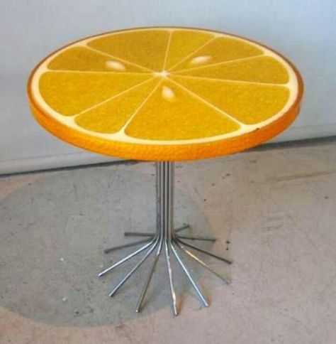 Table. Unique Table Design, Meja Sofa, Weird Furniture, Unusual Furniture, Orange Table, Cute Furniture, Creative Tables, Innovative Furniture, Orange Slice