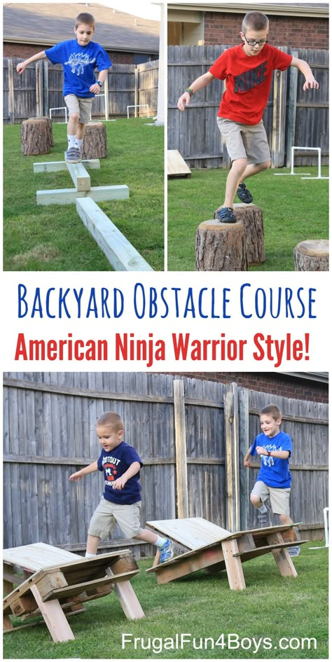 DIY American Ninja Warrior Backyard Obstacle Course - Five different elements.  Build and re-build this obstacle course, and then it breaks down for storage. Storage ideas in the post. American Ninja Warrior Party, Ninja Warrior Party, Backyard Obstacle Course, Ninja Course, Ninja Warrior Course, Kids Obstacle Course, Warrior Style, Compost Tumbler, Trendy Family