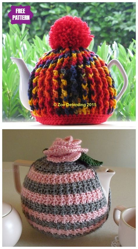 DIY Crochet Tea Cozy Free Crochet Patterns - Ribbed Teapot Cozy Free Crochet Pattern Free Crochet Tea Cozy Pattern, Tea Pot Cover Crochet, Teacosy Patterns Free Crochet, Crochet Teapot Cozy Pattern Free Tea Cosies, Crochet Teapot Cover Free Pattern, Teapot Covers Tea Cosy Pattern, Teapot Crochet Pattern, Teapot Cozy Crochet Pattern Free, Tea Pot Cozy Crochet Pattern