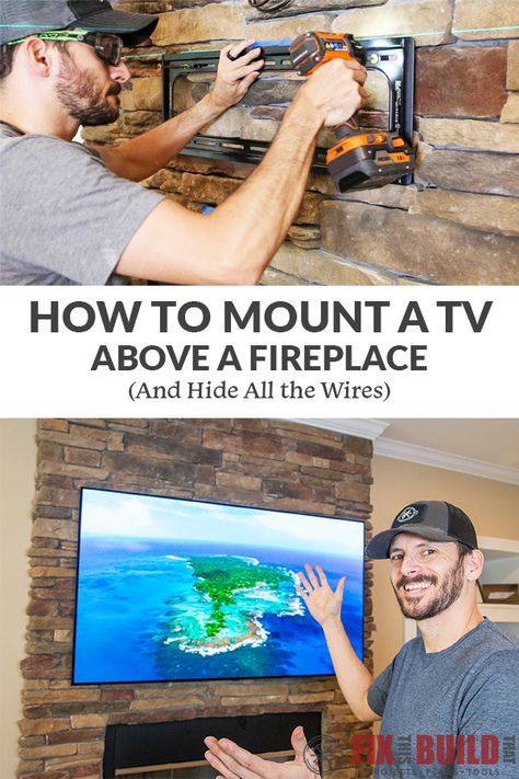 Mounted Tv On Fireplace, How To Hide Cords From Mounted Tv Above Fireplace, How To Install Tv Over Fireplace, Mounting Tv To Brick Fireplace, Mount Tv Brick Fireplace, Ceiling Mount Tv Over Fireplace, How To Wire Tv Above Fireplace, Hiding Cords Mounted Tv Above Fireplace, Recessed Outlet Behind Tv