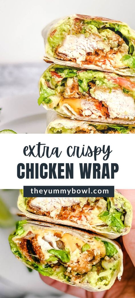 Chicken coated in smoked paprika Crispy Breadcrumbs, stuffed in a wrap with the most delicious fillings imaginable! A super tasty tortilla wrap recipe for your snack, meal prep, or healthy lunch#crispychickenwrap #chickenwrap #wrapsaucerecipes #chickenwraprecipe Tortilla Wrap Recipe, Snack Meal Prep, Chicken Snack Wrap, Extra Crispy Chicken, Chicken Wraps Healthy, Chicken Wrap Recipe, Crispy Chicken Wraps, Yummy Bowl, Wraps Recipes Easy