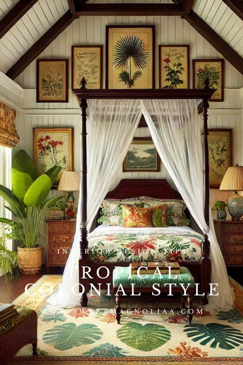 Discover the elegance of British Colonial style with a tropical twist! Explore creative ideas for infusing your home with a touch of the tropics, and get inspired to transform your space into a serene colonial retreat.  #interiordesign #homedecor #tropicalinteriors #tropicalhomes Modern British Colonial Style Bedroom, British West Indies Style Bedroom, British Colonial Decor Bathroom, Tropical Colonial Interior, British Colonial Style Bathroom, French Colonial Interior Design, 1920s Safari, British Colonial Bathroom, British Colonial Style Bedroom