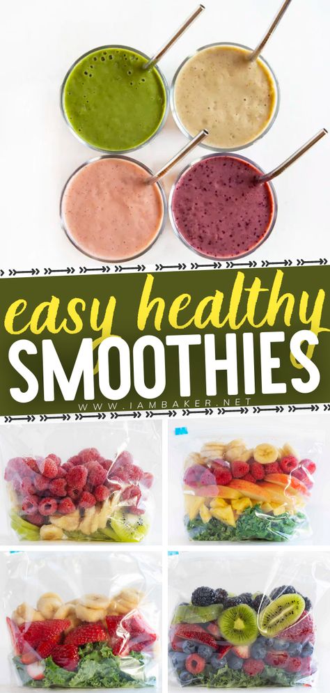 Easy Healthy Smoothie Recipes, Lunch Smoothie, Easy Healthy Smoothies, Smoothie Recipes Healthy Breakfast, Smoothie Drink Recipes, Yummy Smoothie Recipes, Fat Burning Smoothies, Healthy Breakfast Smoothies, Easy Smoothie Recipes