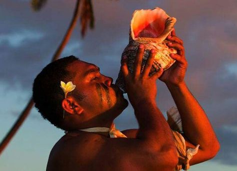 The traditonal Fijian blowing of the Conch Shell Fiji Islands Photography, Fiji People, Fiji Photos, Travel Fiji, Fiji Island, Fiji Culture, Travel To Fiji, Fiji Travel, Vacation Island