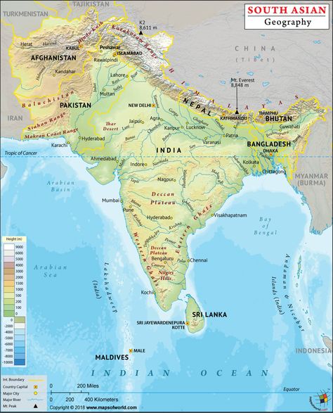 South Asia Geography Map South Asia Map, Central Asia Map, Asian Maps, Map Of World, National Geographic Maps, Interesting Maps, Taichung City, Canada Map, Physical Map