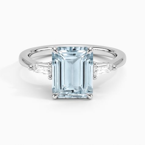 Aquamarine Engagement Ring White Gold, Three Stone Diamond Rings Engagement, Blue Engagement Ring, Three Stone Diamond Ring, Blue Diamond Ring, Nature Inspired Rings, Elegant Engagement Rings, Aquamarine Engagement Ring, Three Stone Diamond