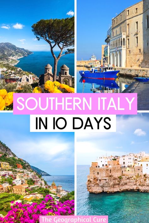 Southern Italy Itinerary, Italian Landmarks, Southern Italy Travel, 10 Days In Italy, Italy Road, Italy Coast, Amalfi Coast Itinerary, Italy Trip Planning, South Of Italy