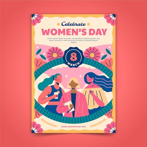 Women's Day 8 March, Watercolor Woman, Women Poster, Flyer Poster, Vertical Poster, Graphic Design Layouts, International Women's Day, Art Generator, Creative Ads