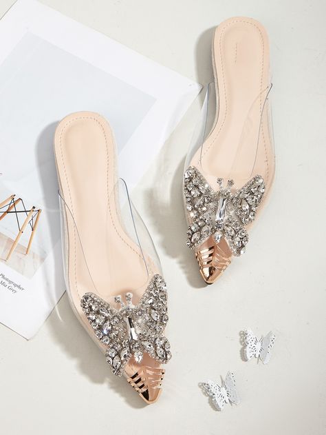 Bling Heels, Women Slippers Fashion, Jeweled Shoes, Wedding Shoes Bride, Shoes Heels Classy, Embellished Shoes, Rhinestone Flats, Cute Flats, Bling Shoes