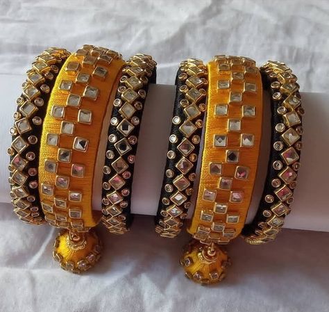 Silk Thread Earrings Designs, Fabric Bangles, Silk Thread Bangles Design, Silk Bangles, Silk Thread Earrings, Thread Bangles Design, Kundan Bangles, Silk Jewelry, Antique Jewellery Designs