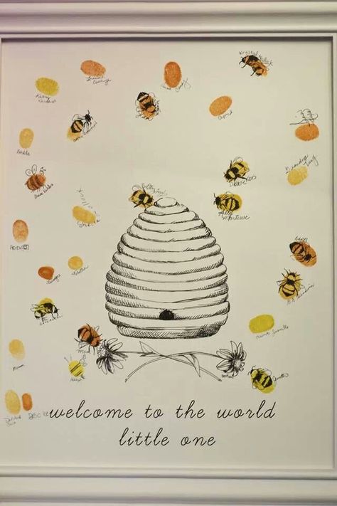 Bee Themed Gender Reveal, Baby Shower Fingerprint, Bee Nursery, Honey Bee Baby Shower, Best Home Design, Bee Baby Shower Theme, Baby Reveal Party, Bumble Bee Baby Shower, Bee Party