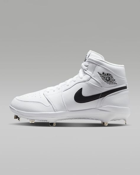 Jordan 1 Retro Metal Men's Baseball Cleats. Nike.com Nike Cleats, Baseball Cleats, Professional Athlete, Air Jordan 1 Low, Womens Slides, Best Sneakers, Jordan 1 Retro, Baseball Players, White White