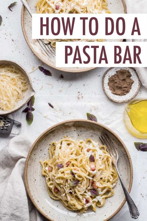 Clean Food Dinner Party Idea: How to Do a Pasta Bar Pasta Bar Ideas, Pasta Bar Party, Christmas Pasta, Amazing Pasta, Make Your Own Pasta, Pasta Party, Pasta Bar, Small Pasta, Pasta Sauces