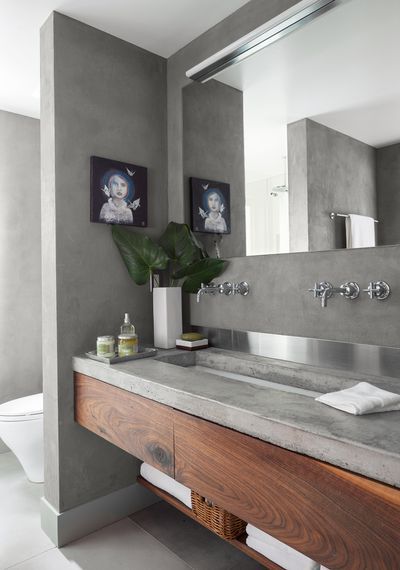 Floating Vanity Bathroom, Accessible Bathroom Design, Minimalist Vanity, Unique Bathroom Vanity, Concrete Bathroom, Small Bathroom Vanities, Vanity Design, Gorgeous Bathroom, Bathroom Countertop