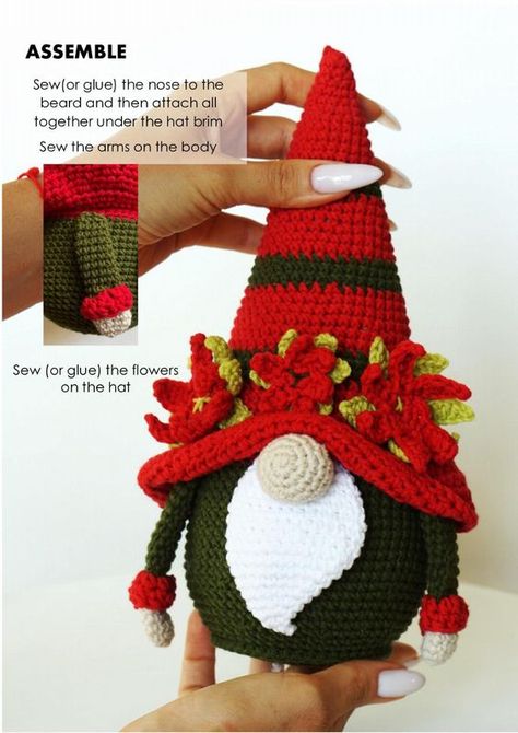 Crochet Tomte Gnome, Crochet Gonk Pattern, Crochet Holiday Gnomes Free Pattern, Crocheted Christmas Gnomes Pattern Free, Free Crochet Gonk Pattern, Crochet Amigurumi Gnome, Christmas Crochet Gnome Free Pattern, Christmas Gnomes Crochet, Christmas Crochet Projects Free