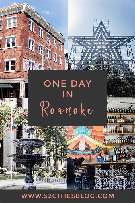 Is Roanoke, Virginia on your radar? Here's a guide to this hidden gem, including what to do, where to eat and where to stay! Click here to discover things to do in Roanoke Virginia in just one day.    #Virginia #Roanoke #OneDay #1Day #OneDayTrip #WeekendTrip #WeekendAway #CityGuide #USTravel #UnitedStates #USATravel #TravelUSA #TravelGuideLayout #TravelAddict #HiddenGems #Traveller #TravelIntererary #TravelBlogger #TravelBlog #52CitiesBlog via @carlyhelfand Things To Do In Roanoke Va, Roanoke Virginia Things To Do, Virginia Things To Do, Virginia Travel Places To Visit, Travel Guides Layout, Salem Virginia, Things To Do In Virginia, Blacksburg Virginia, Virginia Photography