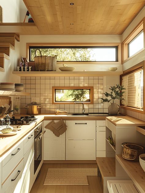 8 Japanese Tiny House Inspirations – TastyInteriors Small Cozy House Ideas, Tiny Japanese Kitchen, Japan Small House Design, Japanese Small House Interior, Japanese Home Decor Modern, Japanese Home Decor Ideas, Japan Kitchen Japanese Style, Japanese House Kitchen, Japanese Aesthetic House