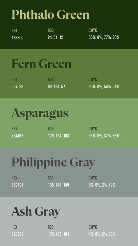 Nature Color Palette Hex Codes, Green Pallet Color Colour Palettes, Green Color Palette Combination, Shades Of Green Palette, Flat Color Palette, Website Color Palette, Pantone Colour Palettes, Color Design Inspiration, Cool Color Palette