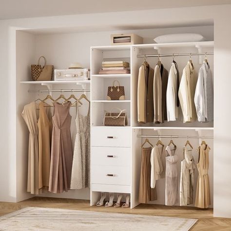 96'' W Modern White Closet Organizer System with Drawers for Walk-in and Reach-in Closet - Bed Bath & Beyond - 40745882