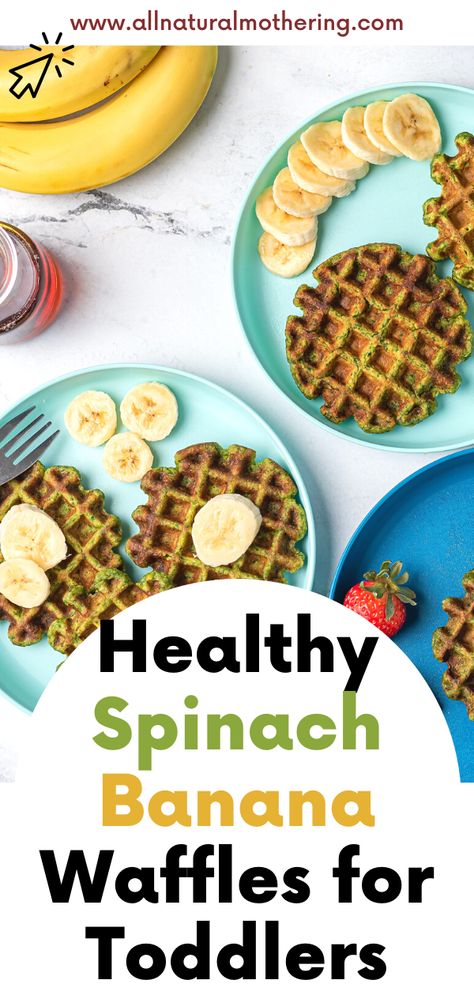 spinach banana pancakes Spinach Waffle Recipe, Spinach Waffles Healthy, Spinach Banana Waffles, Spinach Oatmeal Pancakes, Spinach Waffles For Baby, Toddler Waffles Healthy, Protein Waffles For Kids, Healthy Waffles For Kids, Waffles For Toddlers