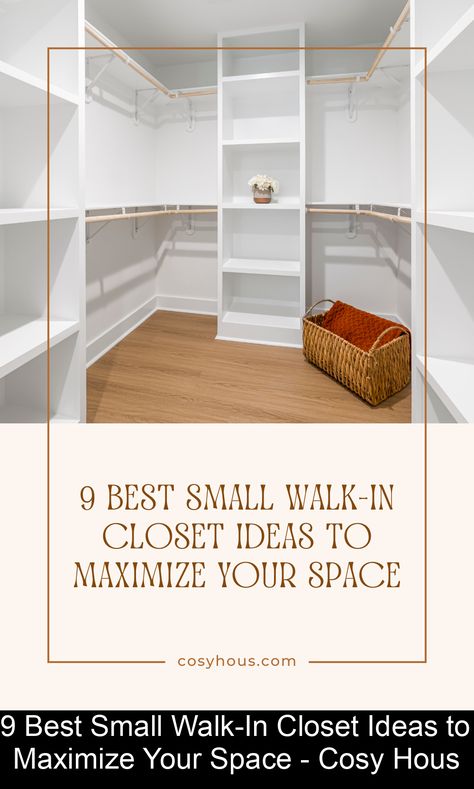 Fulfill your dreams of a stylish and organized small walk-in closet with these 9 innovative ideas that will transform your space. #smallclosetorganization Closets Ideas Walk In, Small Walk In Closet Makeover, Small Walkin Closet, Tidy Wardrobe, Small Walk In Closet Design, Small Walk In Closet Organization, Small Master Closet, Small Closet Design, Diy Walk In Closet