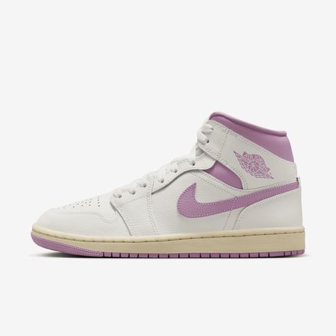 The Air Jordan 1 Mid brings full-court style and premium comfort to an iconic look. Its Air-Sole unit cushions play on the hardwood, while the padded collar gives you a supportive feel. Air Jordan 1 Mid Women, Jordan 1 Mid Women, Mid Shoes, Heritage Fashion, Women Lifestyle, Air Jordan 1 Mid, Year 2024, Jordan 1 Mid, Girly Outfits