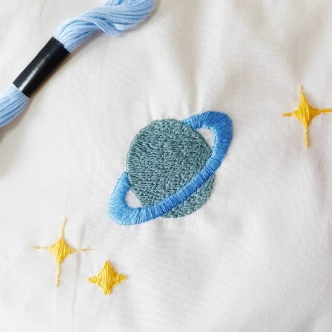 Embroidered Planets And Stars, Space Themed Embroidery, Embroidered Planets, Embroidery Planets, Planets Embroidery, Earth Embroidery, Planet Embroidery, Space Embroidery, Stylish Boy Clothes