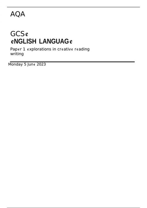 aqa-gcse-english-language-paper-1-explorations-in-creative-reading-and-writing-monday-5-june-2023-package English Language Paper 1, Aqa Gcse English Language, Gcse English Language, Reading And Writing, English Language, Writing, Reading