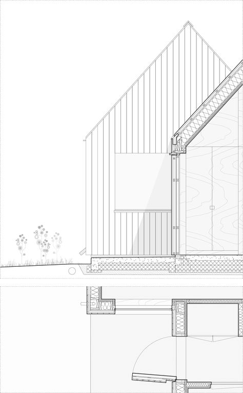 Construction Details Architecture, Field House, Wooden Facade, Bataan, Roof Architecture, Architectural Section, Timber Cladding, Construction Drawings, Architectural Drawing